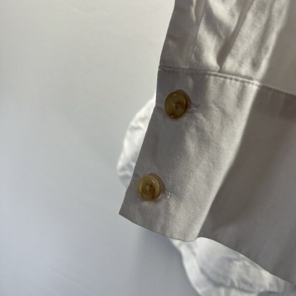 Talbots Women's Top Plus 2X Solid Bright White Button Accents Button Up Tunic - Picture 3 of 12